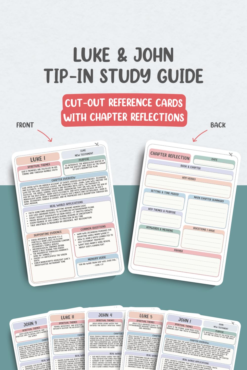 Luke & John Chapter-by-Chapter Tip-In Bible Study Guide: Cut-Out Reference Cards with Chapter Reflections (Complete Chapter-by-Chapter Tip-In Bible Study Series)