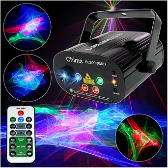 Chims DJ Party Laser 00 Stage Lighting System RGB Aurora Borealis Nebula Galaxy Starry Sky Wavy LED Stage 00 Projector System DJ Dance Christmas Halloween Decoration Festival Family Holiday Bar Sound Control Lighting Decoration System Laser Grade Class 2