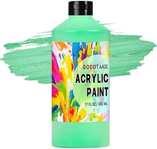 GOODTAKE Grass Green Acrylic Paint, 17oz Bottle, Art Craft Paint for Art Supplies, Paints for Canvas, Rocks, Wood, Ceramic, Non Toxic Paints for Artists, Beginners and Adults (Grass Green, 17 oz)