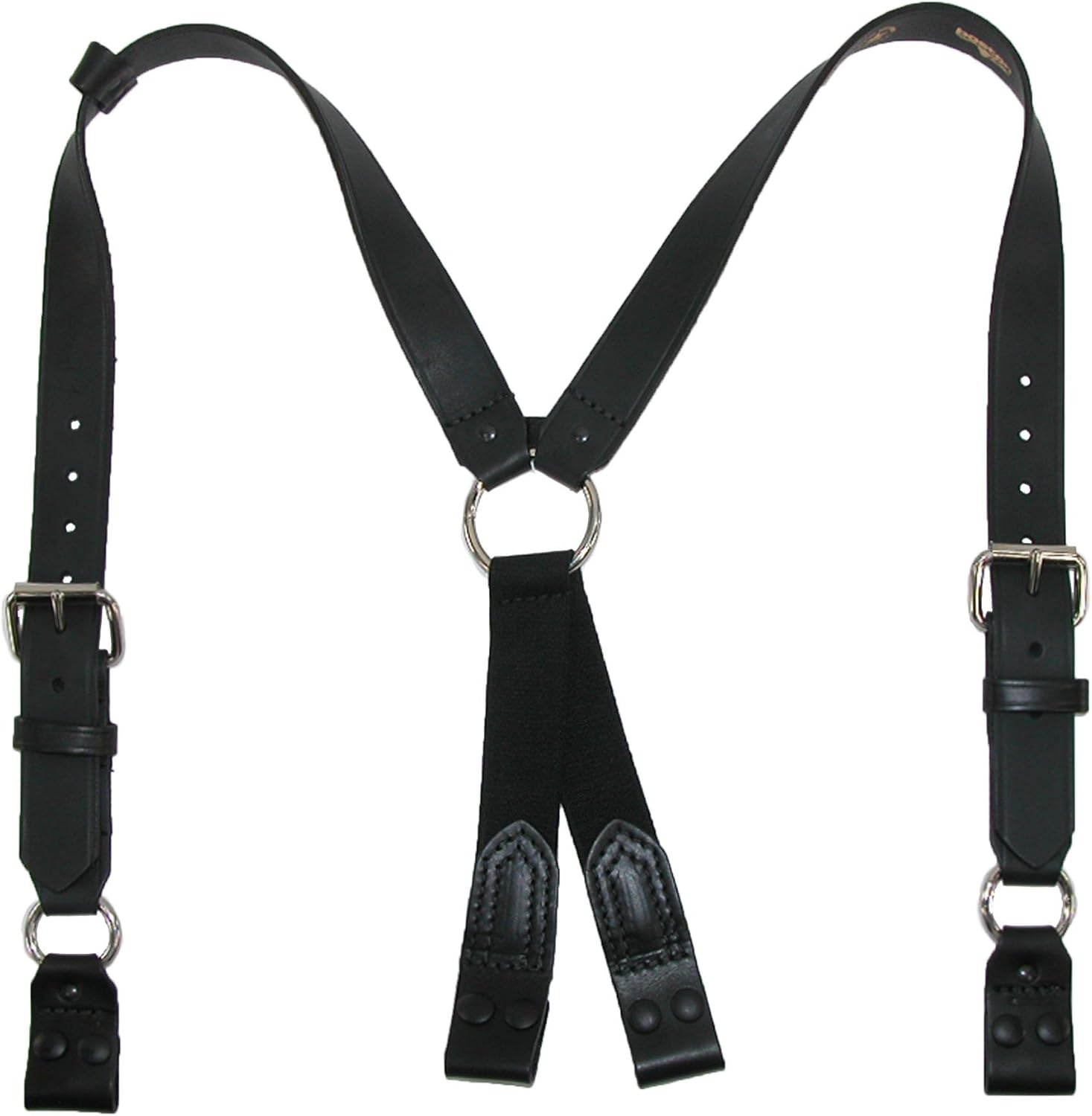 Boston Leather Leather Loop End Fireman Work Suspenders, Black