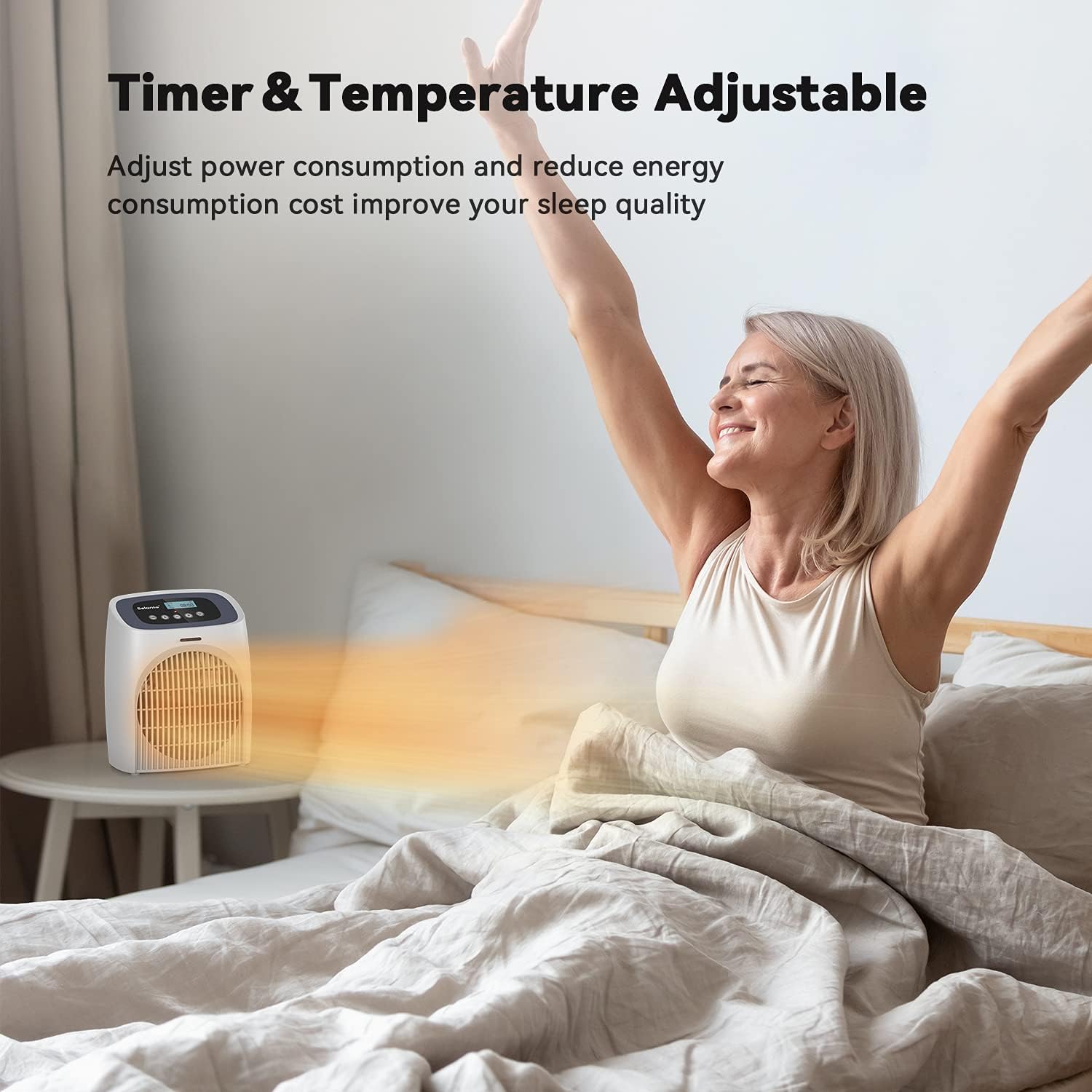 Digital Electric Space Heater for indoor use, Portable Heater with Thermostat, Built-in 12H Timer and Tip-over & Overheat Protection, 1500W Heater for Bedroom Office