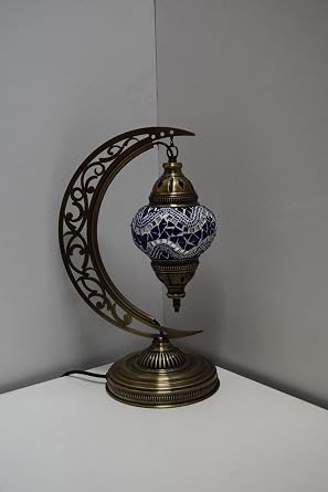 Mozaik Masa Lambası Hilal,Türk Yapımı Masa Lambası Yarım Ay, Mozaik Masa Lambası, Model13