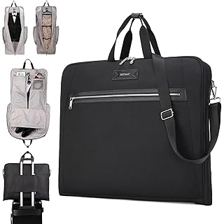 BE SMART Waterproof Foldable Garment Bags for Travel, Large Travel Hanging Bags for Clothes, Wide Carrying on Suit Bag for Men Women, Suit Cover (Black)
