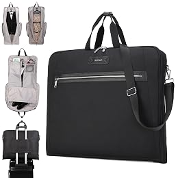 BE SMART Waterproof Foldable Garment Bags for Travel, 51" Large Travel Hanging Bags for Clothes, Carry on Suit Bag with Strap for Men Women, Wrinkle Free Luggage Suit Cover for Business Trips(Black)