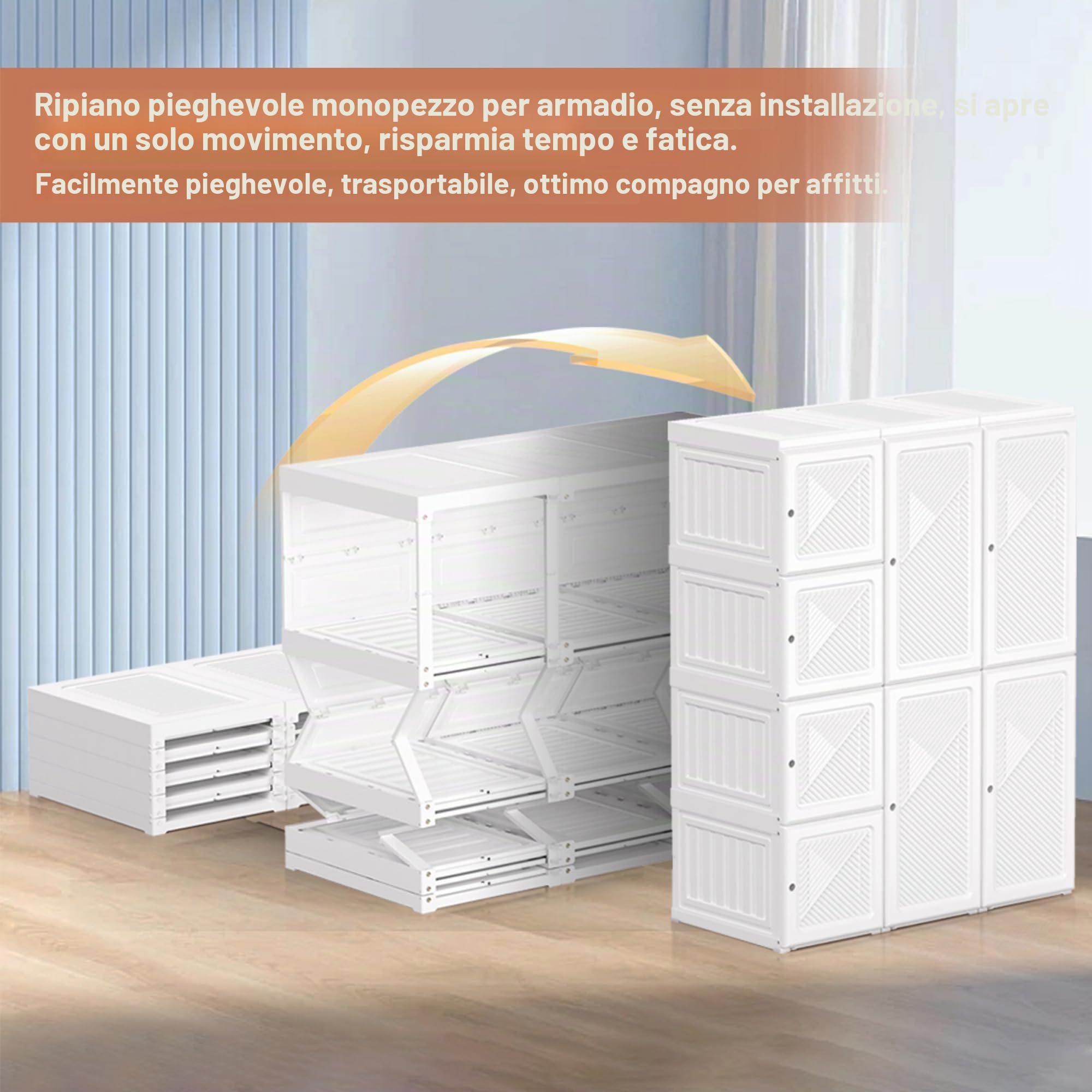 Armadio moderno con 5 ante 1 asta appendiabiti a 4 scomparti, pieghevole multiuso facile da montare, per camera da letto, soggiorno, corridoio, cameretta dei bambini (bianco, 136 x 50 x 69 cm)