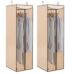 STORAGE MANIAC 2-Pack Hanging Garment Bag Zipper Cover with Sealed Clear Window Long Garment Cover for Closet Storage