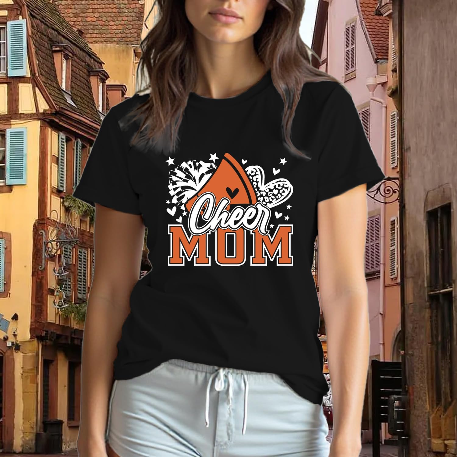 Womens Cheer Mom Shirt Mom Life Tshirt Game Day Shirts Mama Cheer Leader Tee Tops - Image 3