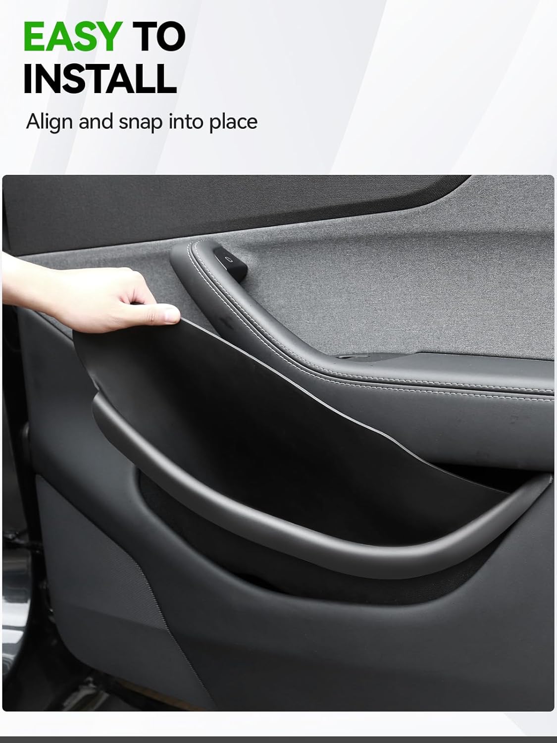 4PCS Door Side Storage Box Full-Wrap Pocket Liner compatible with 2026 2025 Tesla Model Y Juniper Accessories TPE Front and Rear Full Cover Door Side Organizer Tray