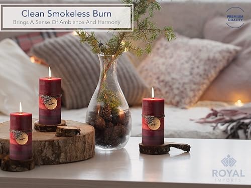 Miniatura 2 de Royal Imports Velas de pilar de 3 x 6 pulgadas para decoración de Navidad, decoración de bodas y del hogar, sin perfume, sin goteo y sin humo, juego
