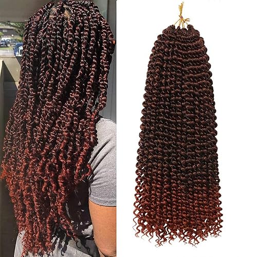 Miniatura 7 de Cabello ondulado de ganchillo de 10 pulgadas para Passion Twist, cabello largo bohemio trenzado, 6 paquetes de extensiones de cabello sintético (10