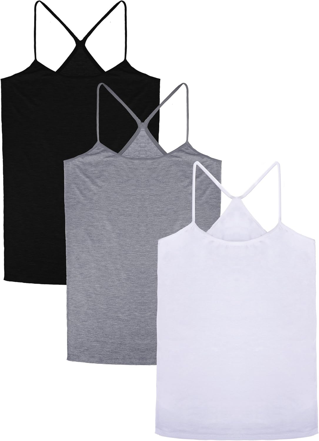 Boao 3 Pcs Women Camisoles Tank Tops Spaghetti Strap Racerback Camis Stretch Y-Back Ladies Undershirts - Image 5