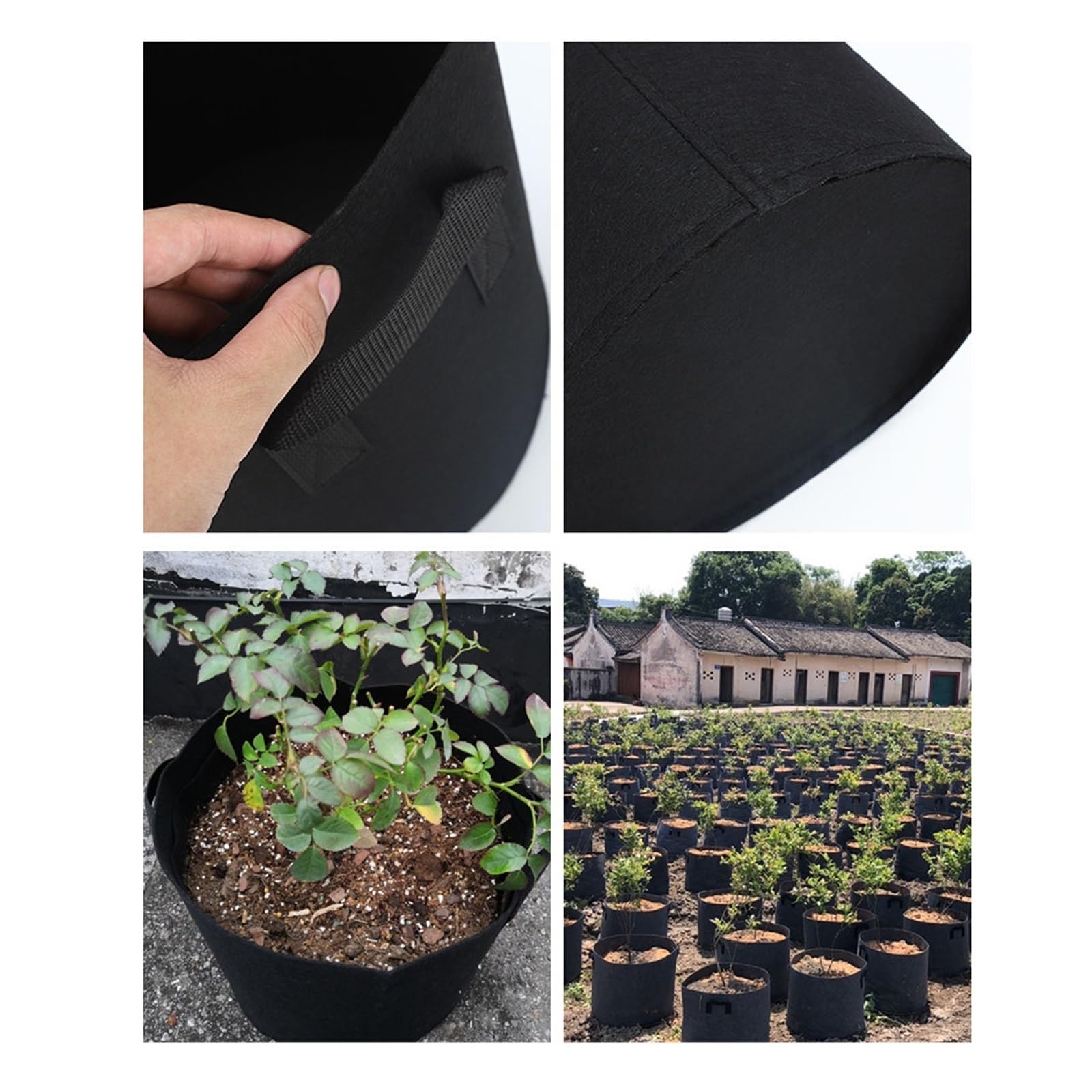Generico Borse for coltivazioni in feltro Vasi for piantare fiori vegetali Borsa for vasi da vivaio for piante giardino addensata 5/10/15 galloni(15 Gallon)
