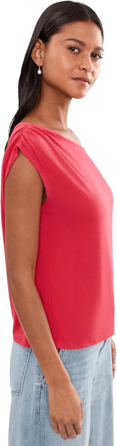 Liverpool Los Angeles Women's Petite Short Sleeve Asymmetric Off-Shoulder Knit Top