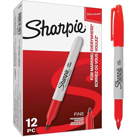 Sharpie Rouge Sharpie marqueurs permanents, pointe fine, rouge, lot de 12 : Amazon.fr ...