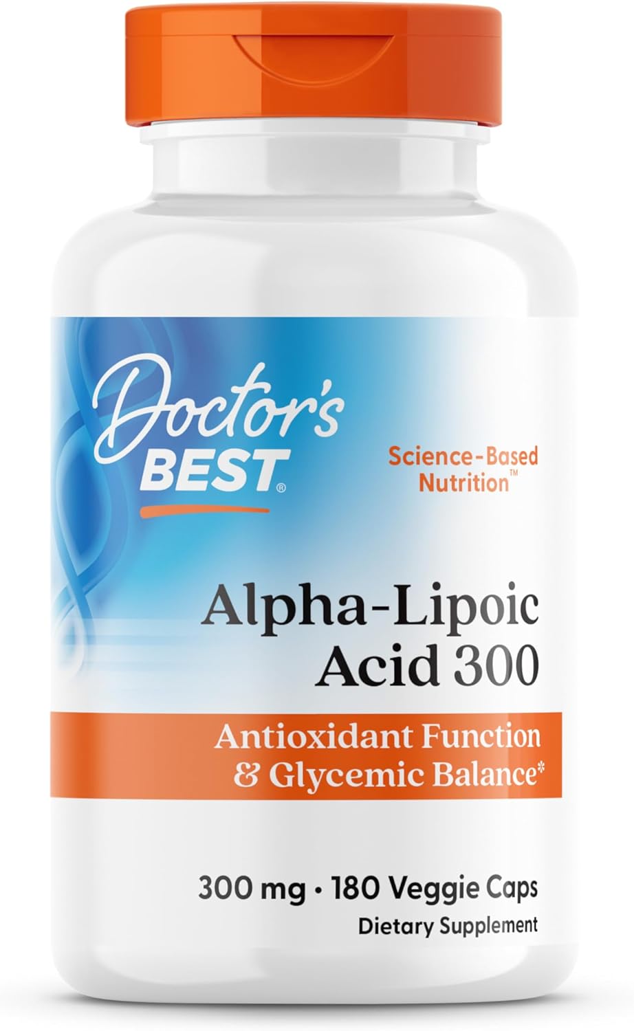 Doctor's Best Alpha Lipoic Acid Supplement 300mg - Alpha-Lipoic Acid Caps for Men & Women, ALA Antioxidant Support for Nerve Health, Aids in Cellular Function, Non GMO, Gluten Free - 180 Veg Capsules