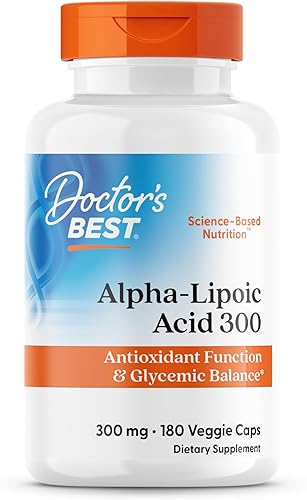 Doctors BEST Alpha-Lipoic Acid 300, Supports Antioxidant Function & Glycemic Balance, Non-GMO, Gluten Free, Soy Free, Vegan 180 Veggie Caps