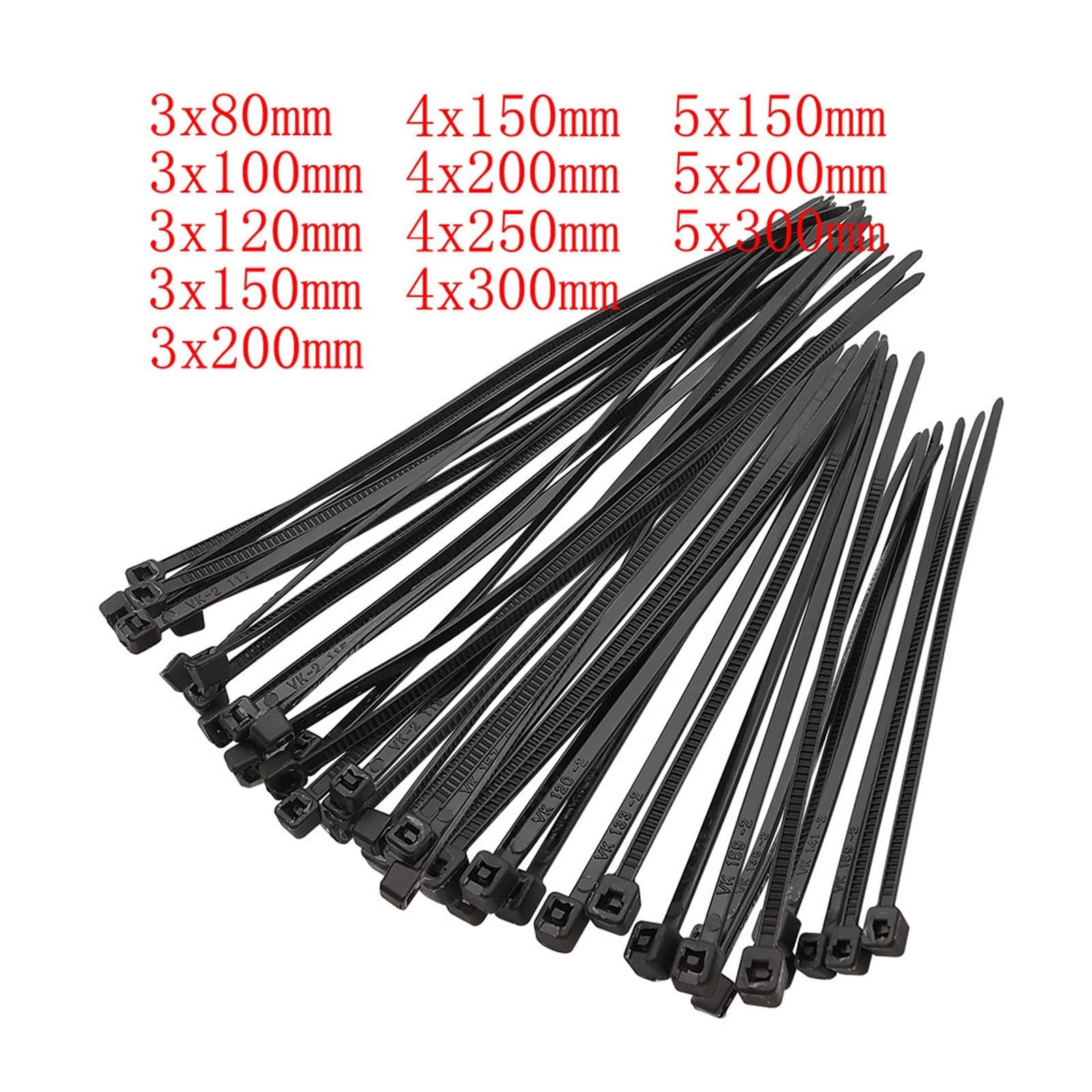 Bridas Bridas for Cables de Nailon plástico autoblocantes, Abrazaderas con Cremallera, Anillo sujeción, 100 Uds(4x250mm Width 2.5mm)