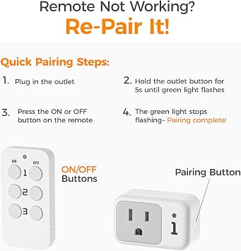 TESSAN Remote Control Outlet Plug, Remote Light Switch Wireless, 100FT RF