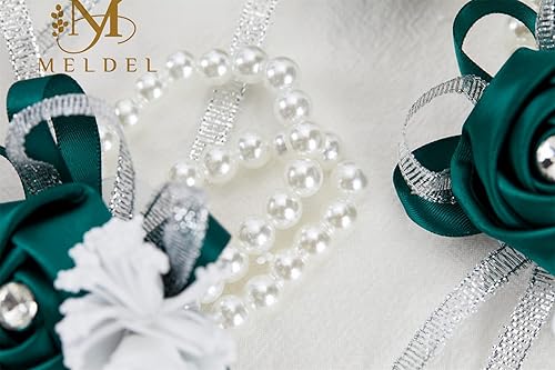 Miniatura 6 de Meldel Pulseras de ramillete de muñeca para boda, madre de novia y novio, rosa de seda verde, muñeca de mano, graduación, ceremonia, aniversario,