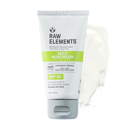 Raw Elements Daily Lifestyle - Tubo hidratante de bioresina - SPF 30, protección UVA-UVB, no nano zinc, apto para arrecifes, resistente al agua, 1.8
