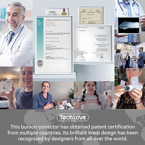 Miniatura 6 de Tech Love Corrector de juanetes para mujeres y hombres, perilla ajustable, separador de doble corrección para alivio de dedos grandes, férulas de