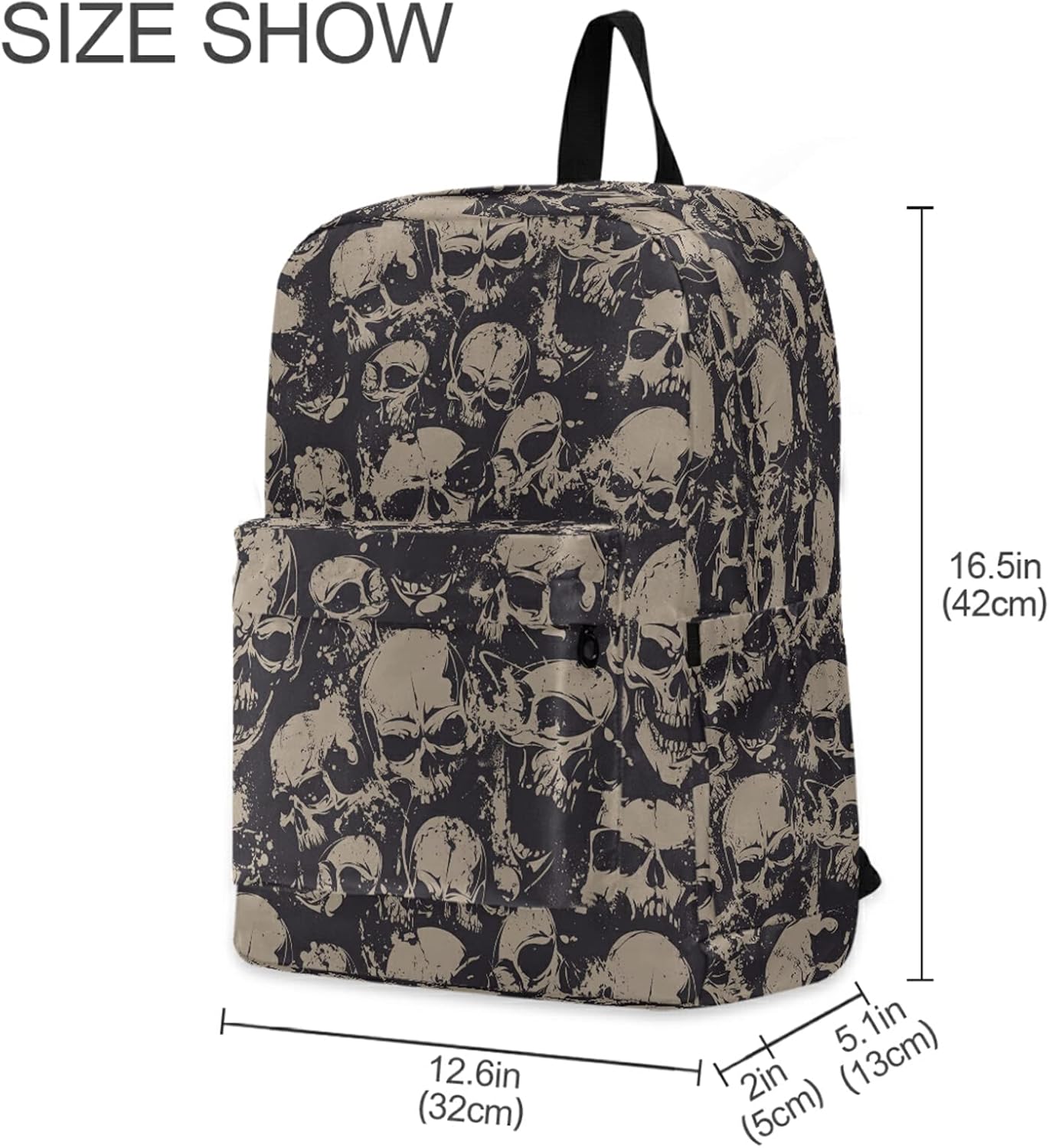 Grunge Skulls Pattern Polyester Computer Backpack Big Daypack for Business Sport Travel School Bookbags