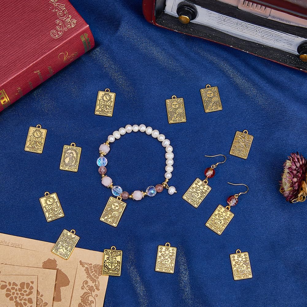 DICOSMETIC Tarot Charms Bulk Tibetan Style Alloy Pendants Vintage Assorted Tarot Card Pendants Rectangle Charm with Tarot Pattern Antique Silver Good Luck Amulet Pendant for DIY Necklace Jewelry Making - Image 5