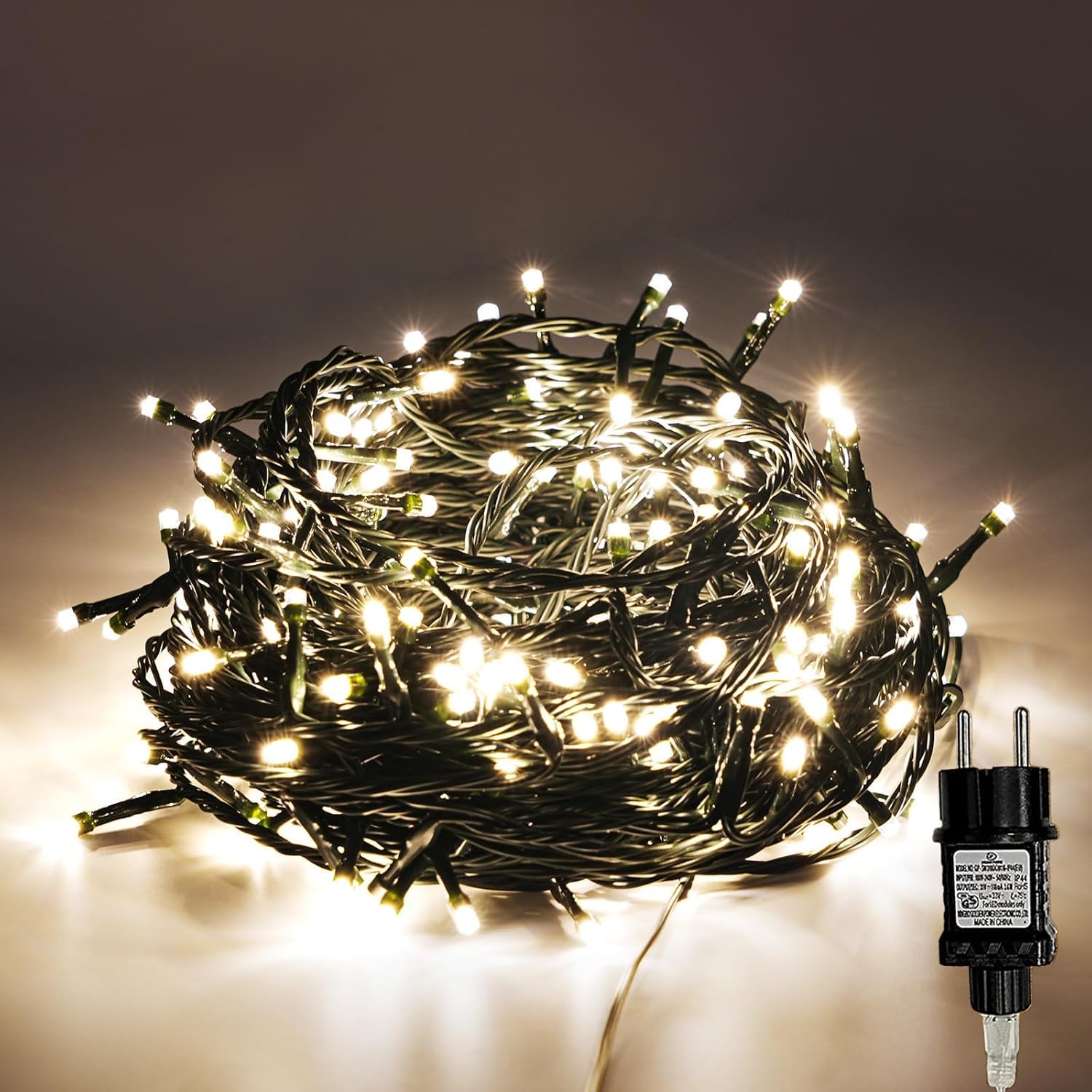 Gresonic 80m 800er Led Lichterkette Außen Strombetrieben mit Stecker Außen und Innen für Hochzeit Weihnachten Party Warmweiß (Grünen Kabel, 800 LED)