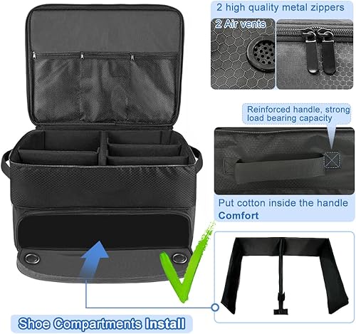 Miniatura 4 de VOPHIA Organizador de maletero de golf de 2 capas con compartimento separado para 2 pares de zapatos y pelotas de almacenamiento impermeable para