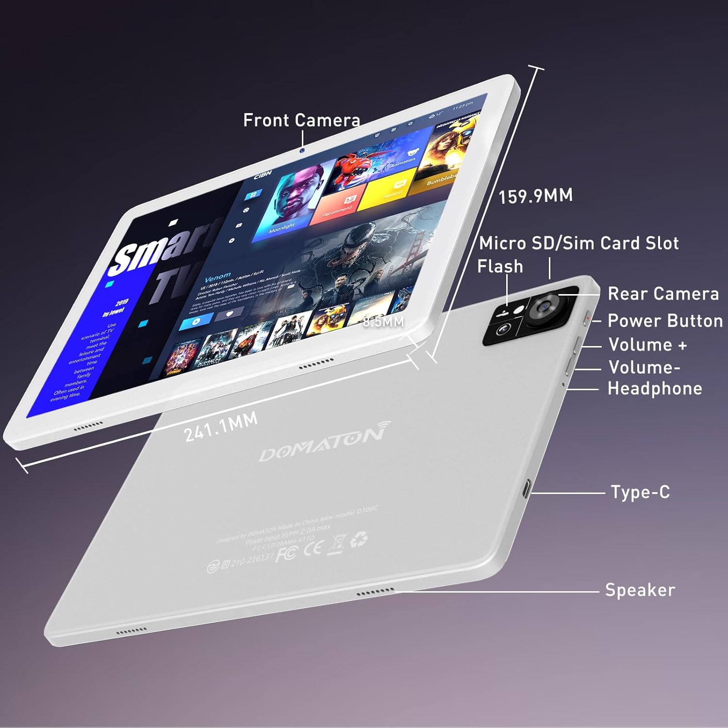 2025 Tablet, Android Tablets 10 inch Tablet PC with Octa-core CPU 14GB RAM +128GB ROM + 1TB Expand, 7000mAh Battery, 1280 * 800 Incell Screen, 5G/2.4G WiFi + 4G LTE, BT 5.0, Dual Cameras