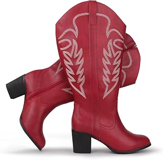 Women's Extra Wide Calf Cowboy Boots Embroidered Western Cowgirl Knee High Boots