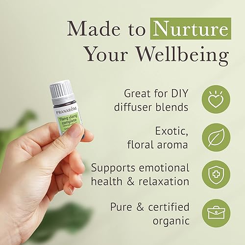 Miniatura 5 de Pranarom Aceite esencial de Ylang Ylang orgánico certificado por USDA (0.2 onzas líquidas), 100% puro de grado terapéutico sin diluir de Madagascar