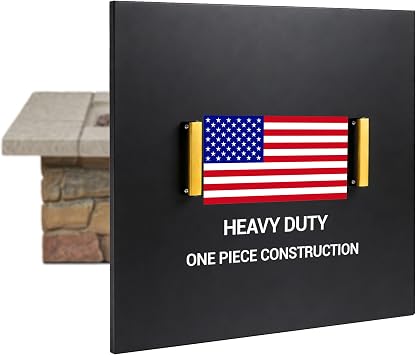 Febtech -28" Square Fire Pit Snuffer Lid - Carbon Steel FirePit Pan Lid for 26" FirePit- Steel Cover with Wooden Handles Fire Pit Shield for Outdoor Burner Cover Camping Accessories | Steel FirePit Cover with Wooden Handles, Fire Pit Shield for Outdoor Burner Cover, Camping Accessories, Patio & Backyard Use