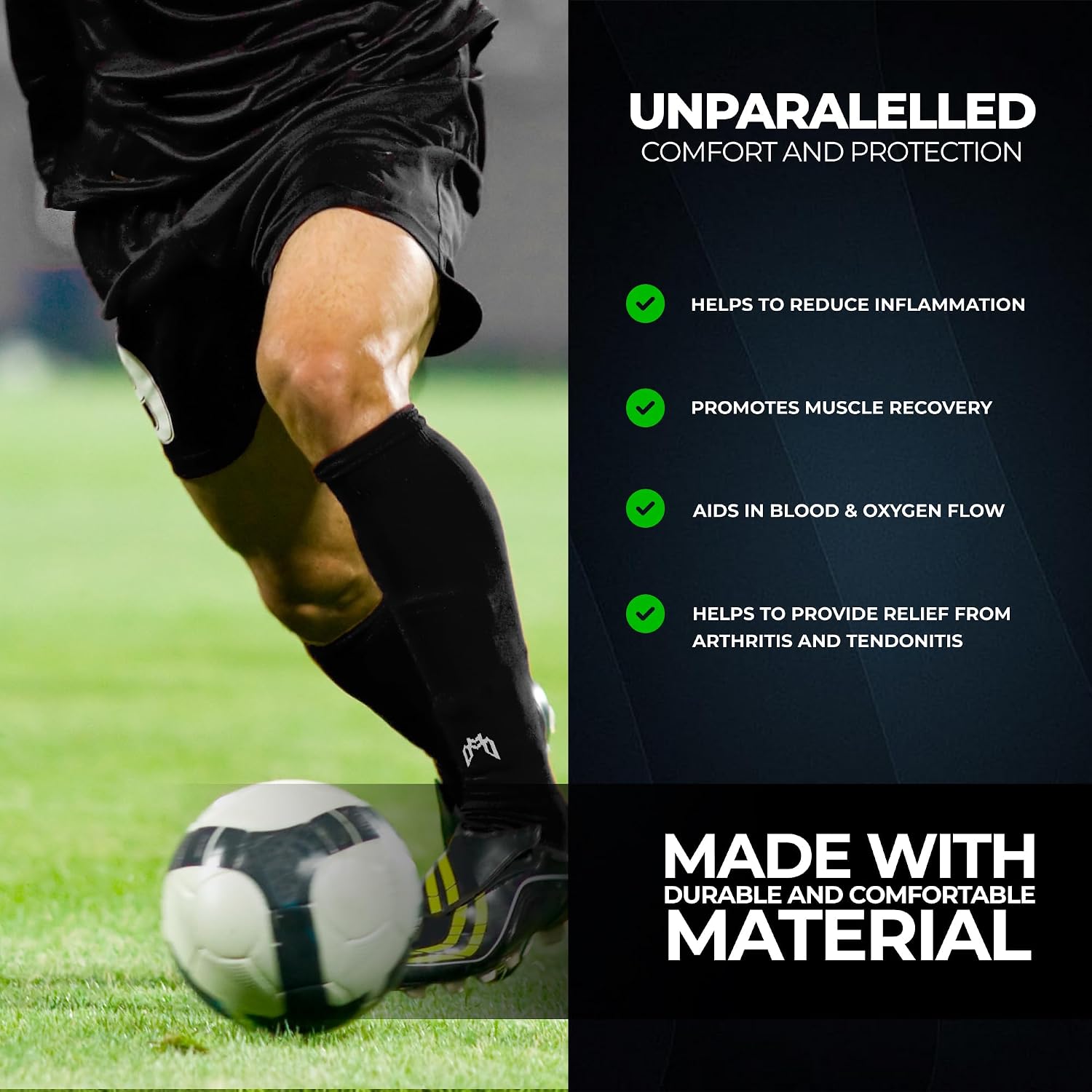 MediCaptain Pre Cut Soccer Sock Sleeves, Companion for Soccer Grip Socks, Securely Holds Shin Guards, Compression Leg Warmer