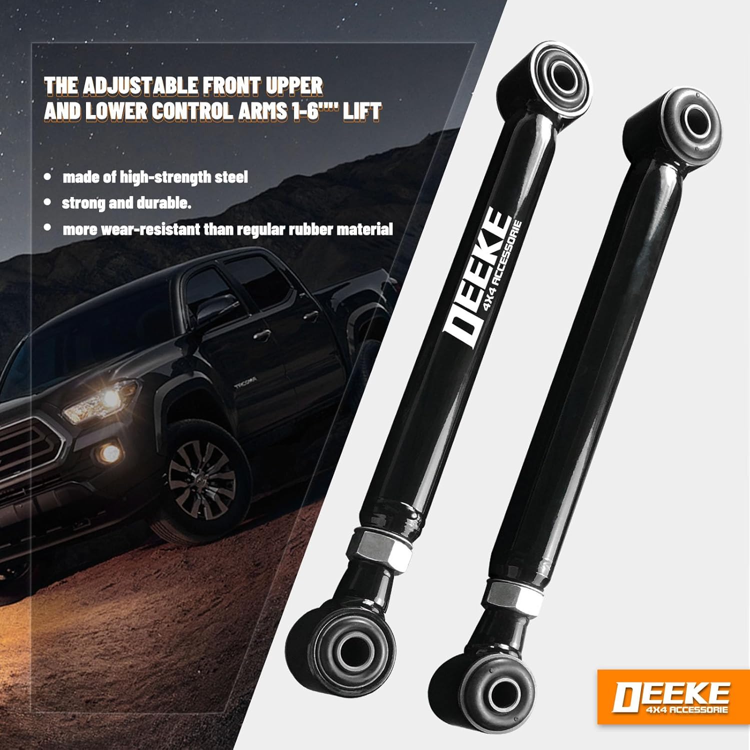 Adjustable Front Upper & Lower Control Arms 1-6" Lift for 1994-2009 Dodge Ram 1500 4WD 2500 3500 Tubular Suspension Adjustable Control Arm