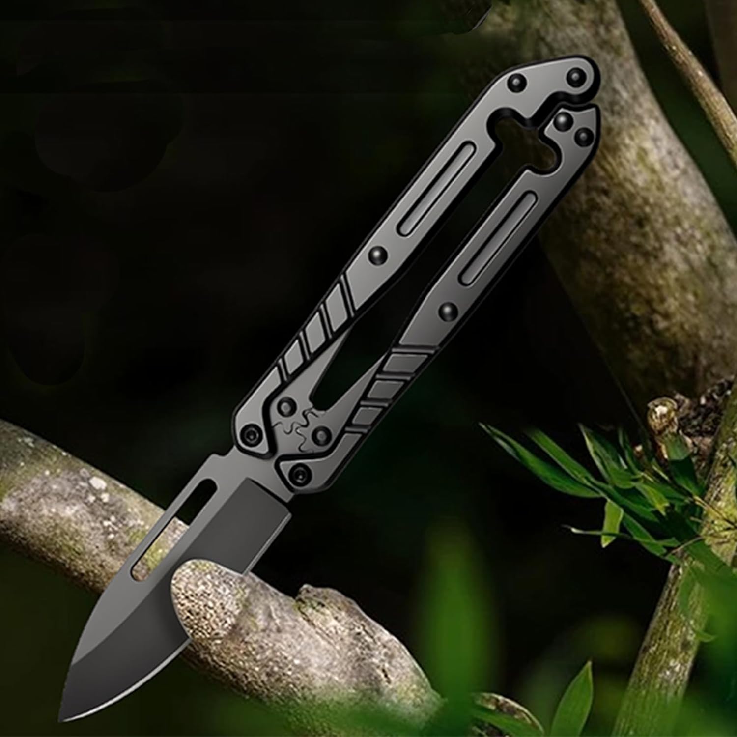 Automatic Utility Knife,All Metal Construction Carbon Stainless Steel Blade,Quick Change Retractable Box Cutter,3.1" Blade Small EDC Knife,Great Gift for Men Black