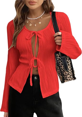 GAMISS Womens Ribbed Shrug Cardigan Long Sleeve Open Front Sweater Bolero Short Shrugs S-XXL