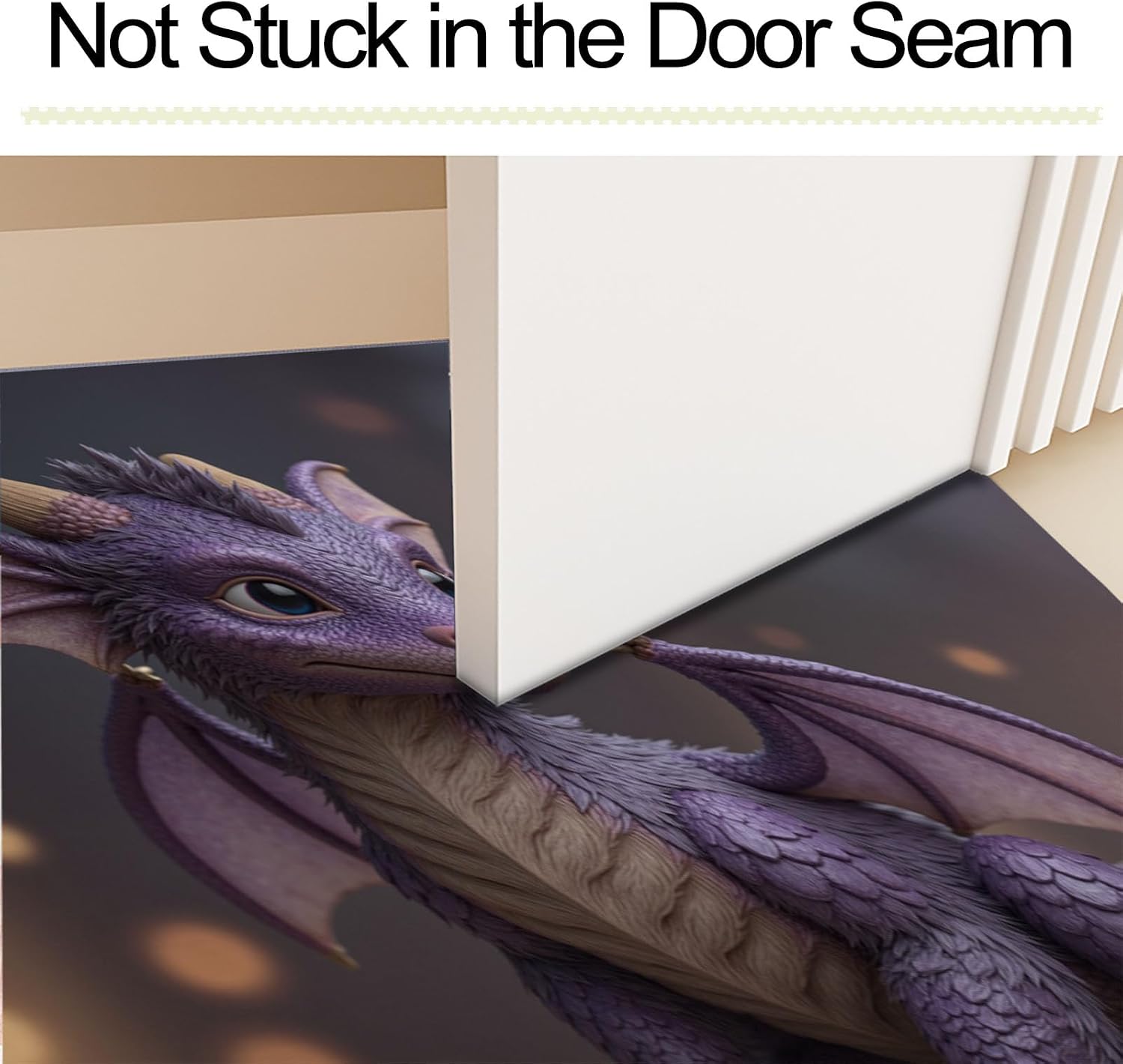 3'X5' Washable Area Rug for Entryway Purple 3D Cartoon Dragon Library Soft Throw Rug Fantasy Animals Non Slip Entrance Door Mat Low Pile Small Carpet for Kitchen Living Room Bedroom