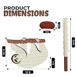 Birchio Sloth Pinatas Bundle with a Blindfold and Bat (16x12.5x4 Inches), Perfect for Birthday Parties, Farm Animal Theme Parties, Decorations