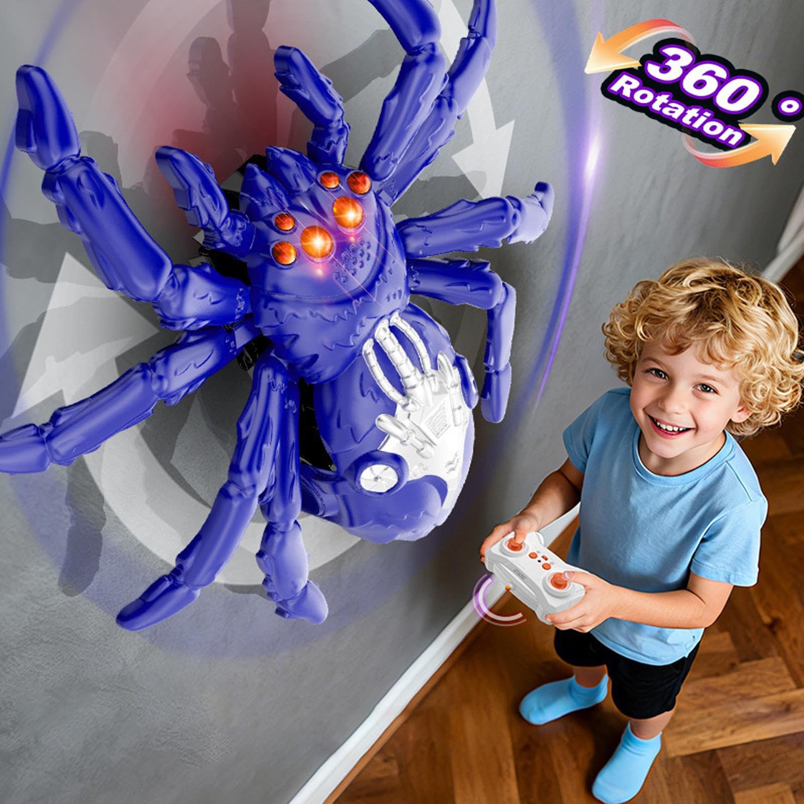 Araña Robot De Control Remoto Que Trepa Paredes | Con Ojos LED Y Carga USB | Juguete Interactivo Para Niños Y Fiestas