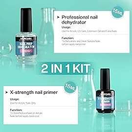 Morovan Nail Prep Dehydrate and Primer X-strength, No Burn Non Acid Nail Primer and Dehydrator for Acrylic Powder Fast Dry 0.5oz