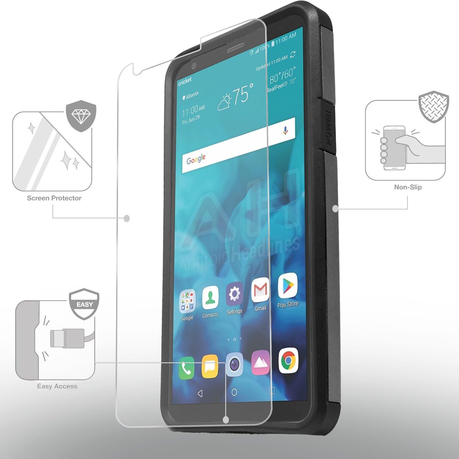 STARSHOP Compatible For -LG Stylo 4 Phone Case, with [Premium HD Screen Protector Included], Shock Absorption Impact Advanced Protective Phone Cover - Black