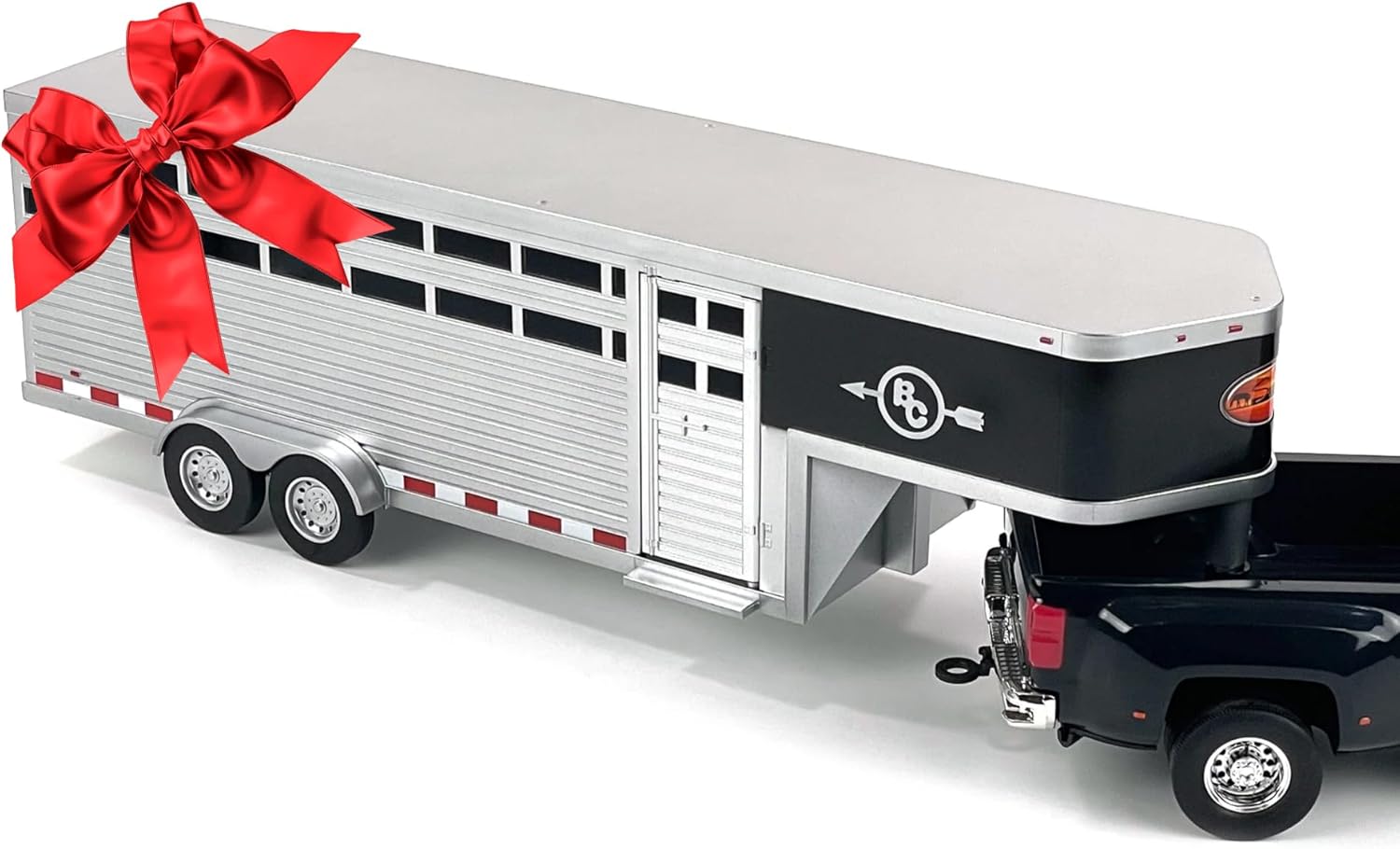 Big Country Toys - Sundowner Horse Trailer with Gooseneck Trailer Hitch for Farm Toys & Toy Trucks with Working Rear and Side Doors 1:20 Scale