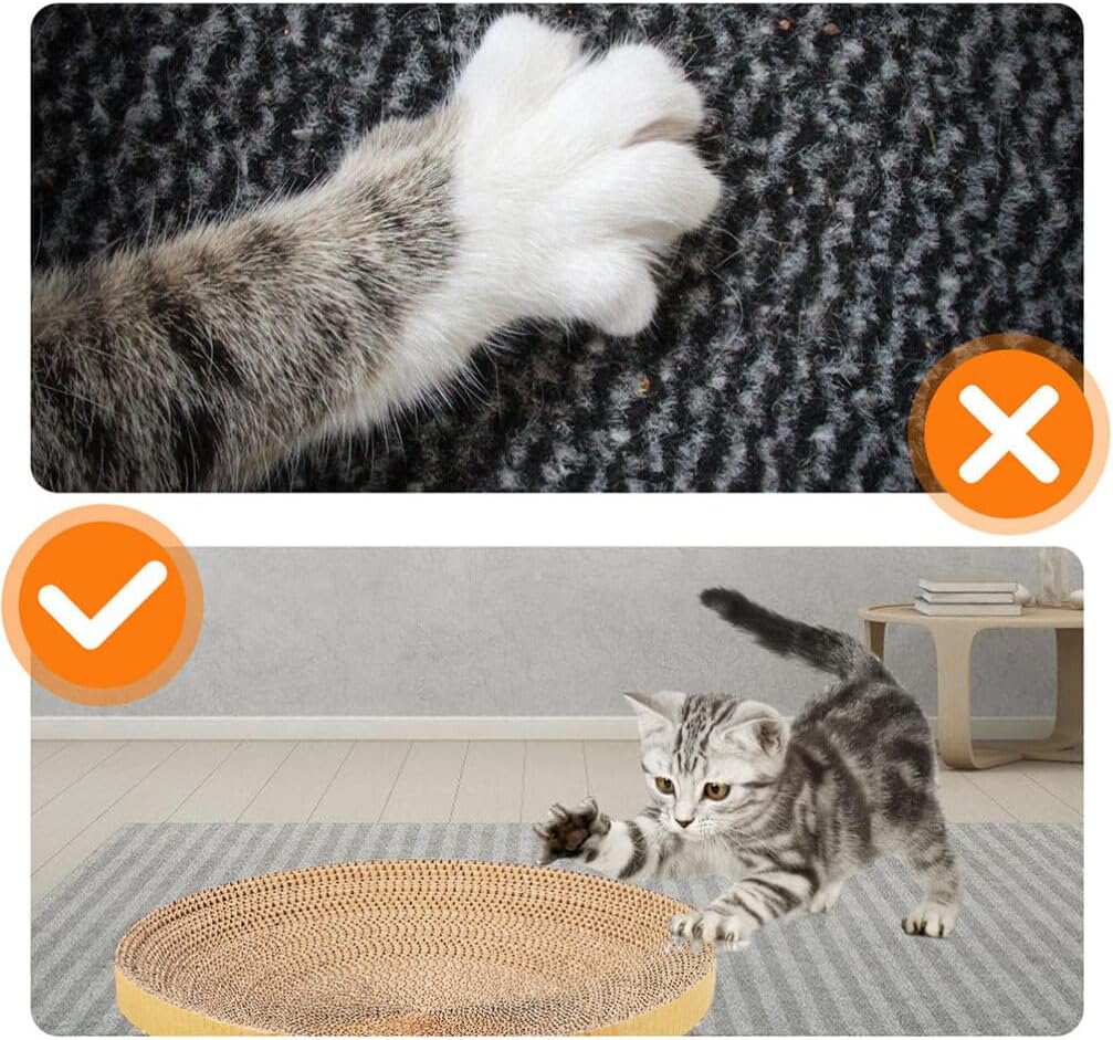 review POPETPOP Playset Accessories 2pcs Cat Scratch Pads Round Cat Scratcher Cardboards Refill Replacement Insert for Indoor Cats Bed Scratching Board Pet Accessories