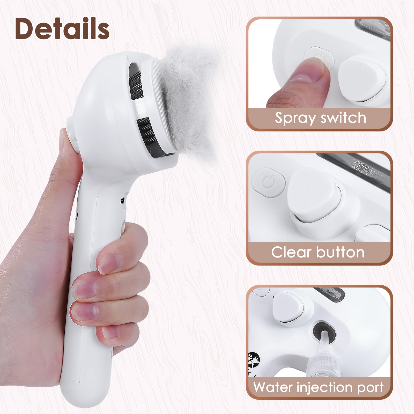 CIBJK - Cepillo de spray para gatos para desprendimiento, cepillo de vapor autolimpiante para masaje, cepillo de aseo para mascotas para pelo largo y corto, perros y gatos, elimina nudos y pelo suelto