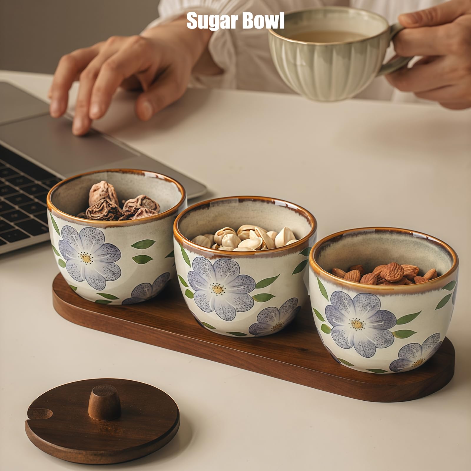 Zuckerdose mit Deckel und Löffel, 3er-Set, Zuckerbehälterhalter für Kaffeebar-Zubehör, Zuckerdose, Zuckerdose, Küchendekoration, Einweihungsgeschenk (Blau-B, 230 ml)