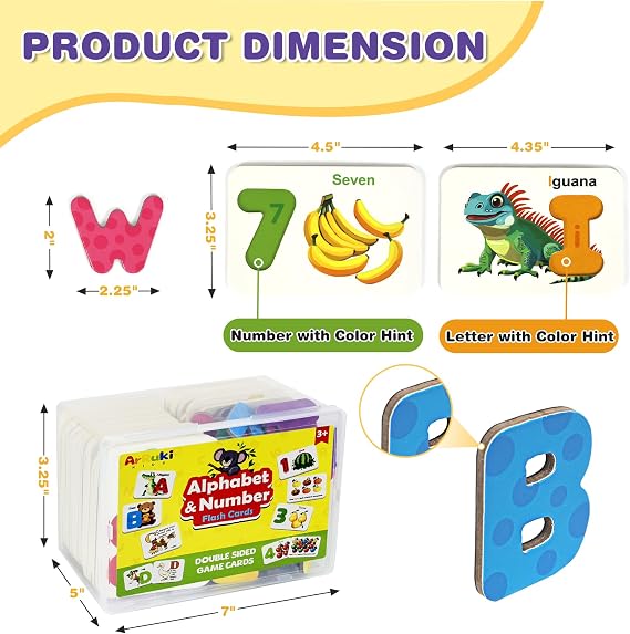 Magnetic Numbers and Alphabets Flash Cards Set - ABC Letters and Numbers Animal Pattern Board Matching Puzzle Games for Group Play, Montessori Educational Toys for Preschool Kids Age 3 4 5 Years