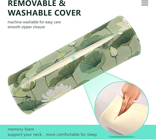 Miniatura 4 de Lotus - Almohada redonda cilíndrica de libélula para aliviar el dolor de cuello, suave y transpirable, almohada de espuma viscoelástica de viaje con