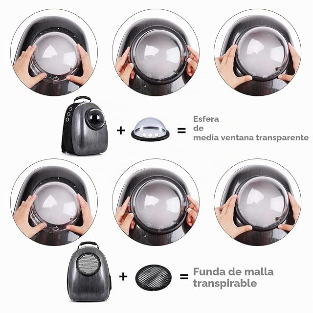 Foto 7 de 8 de PETCUTE Mochila para Gatos,Mochila Cápsula Espacio para Mascotas,Transpirable,Bolsa Portátil para Gatos,Bolsa…