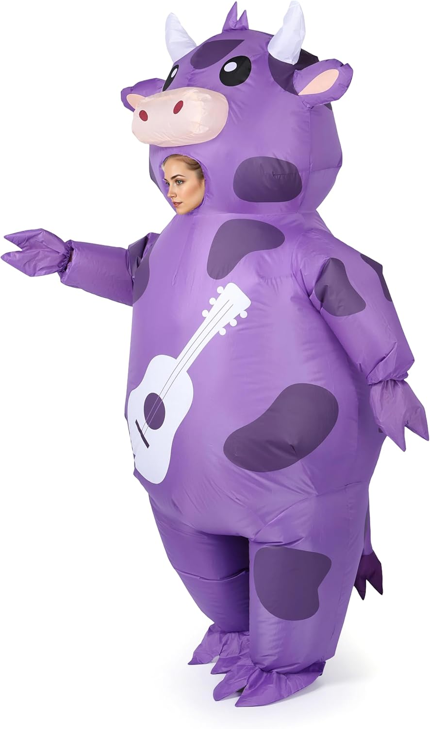 Cow Inflatable Costume Musical Cow Costume Suitable for role-playing at music festivals, Halloween parties (Guitar cow)